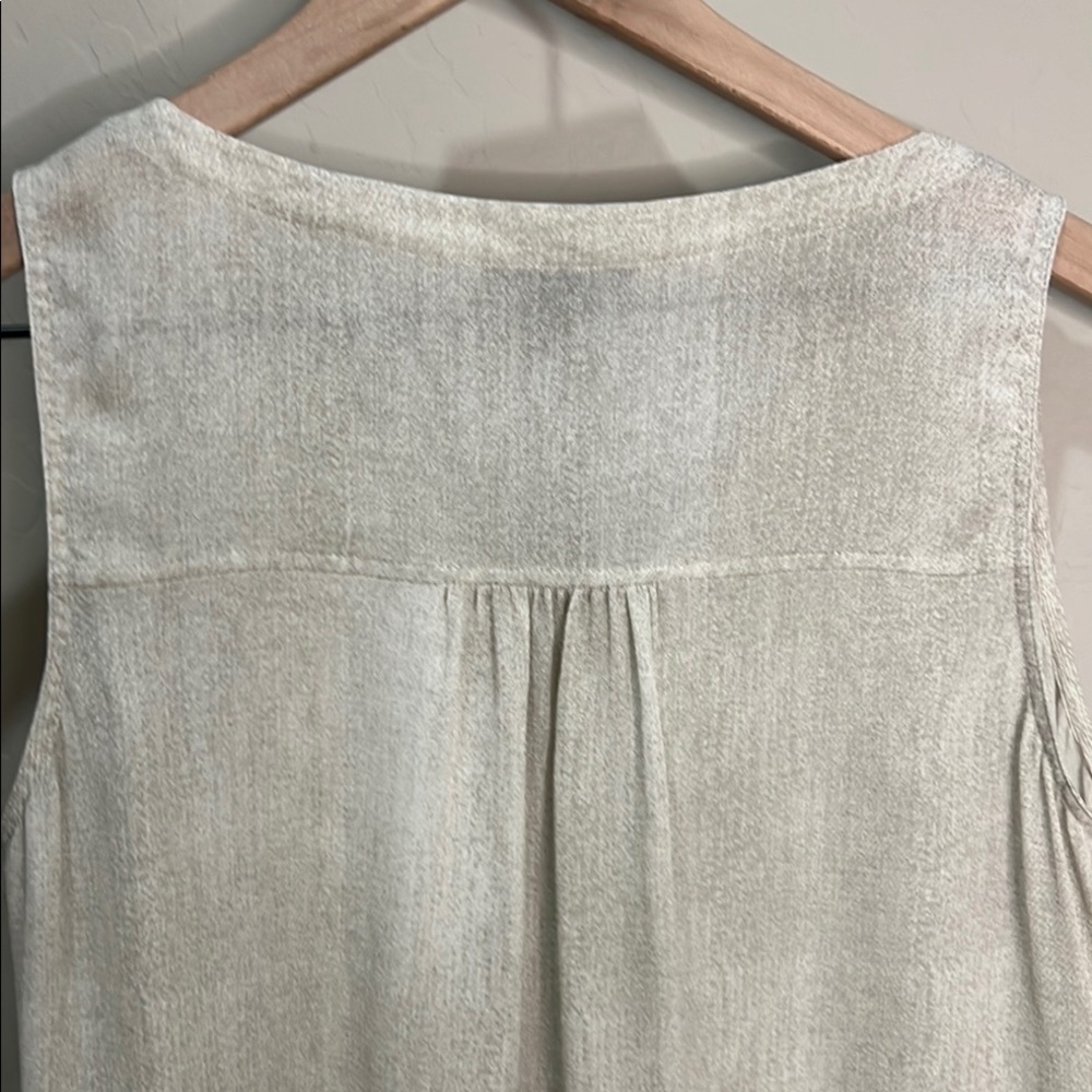 Eileen Fisher 100% Silk Sleeveless Button TankTop Hazy Printed Crepe Bone Blouse - Picture 5 of 11